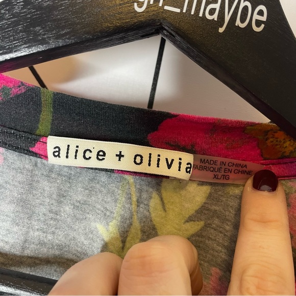 Alice + Olivia | Jasper Tie Waist Roll Sleeve T-Shirt Top Size XL - Picture 7 of 9